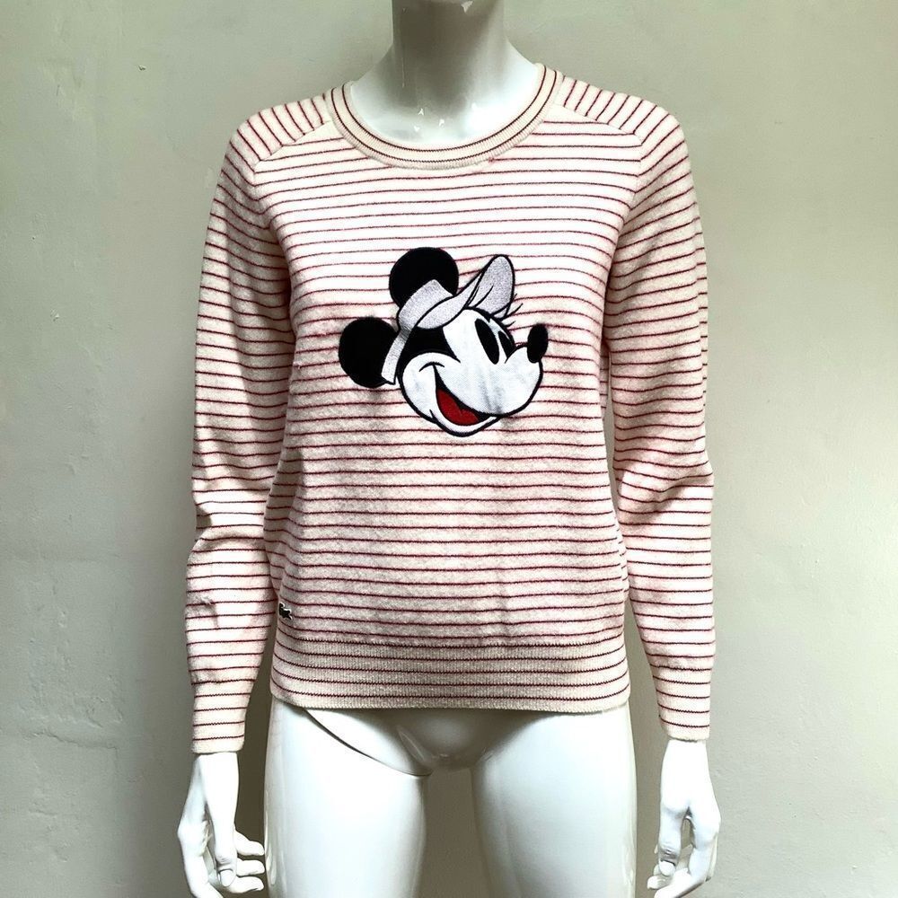 Disney Minnie Embroidery Interlock Sweater Vintage Lacoste collab crew neck